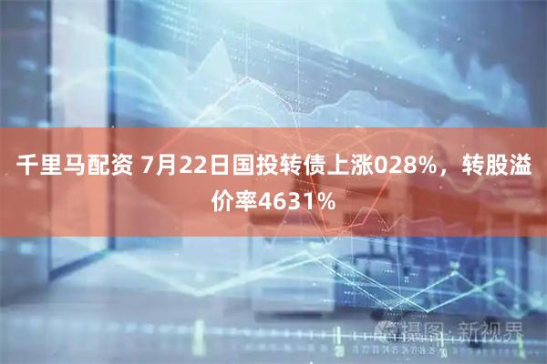 千里马配资 7月22日国投转债上涨028%，转股溢价率4631%